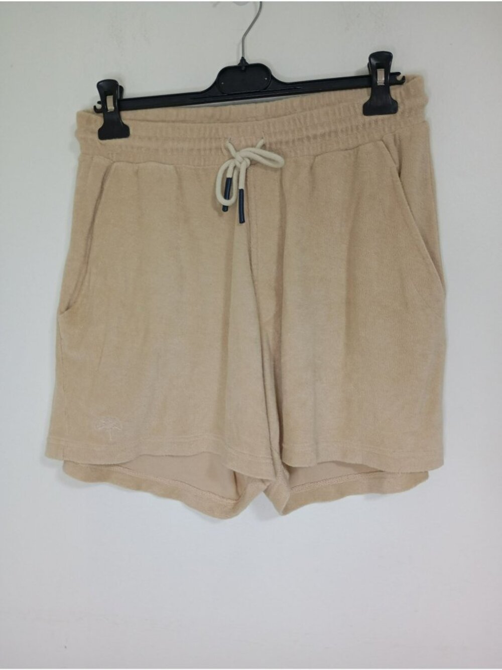 OAS Beige Terry Cloth Shorts Mens M 100% Cotton Drawstring Waist Relaxed Fit